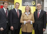 Raiffeisen Capital Management. Kunden-Roadshow Kaernten zum Thema Kapitalmaerkte: Wirklichkeit und Zukunft. Bild zeigt v.l. Vorstandsdirektor Mag. Georg Messner (RLB Kaernten), Geschaeftsfuehrer Mag. Gerhard Aigner (Raiffeisen Capital Management), Dr. Karin Kneissl (Nahost- und Oelexpertin) und Bereichsleiter Mag. Guenther Schmitt (Raiffeisen Capital Management). pressefotos, sportfoto, sportfotos, krnten, kaernten, pressefoto, oskar, hher, wolfgang, jannach, sport, wirtschaft, kultur, politik, innenpolitik, auenpolitik, lokal, chronik, fotos, fotografie, fotographie, canon, eos, 1d, mark IV, mark 4, fotopool, powerpixx, hherfoto, hoeherfoto, klagenfurt, villach, wolfsberg, spittal, feldkirchen, vlkermarkt, voelkermarkt, lienz, osttirol, hermagor, archiv, fotoarchiv, photo, photoarchiv, kleine, zeitung, kleinzeitung, ktz, krntner tages zeitung, krntner woche, krntner, woche, kronen zeitung, krone, kronen, zeitung, sportfotographie, sportfotografie, kurier, krntner monat, monatsmagazin, tageszeitung, wochenzeitung, gratiszeitung, fuball, fussball, eishockey, icehockey, tennis, basketball, handball, volleyball, beachvolleyball, schi, ski, ski alpin, ski nordisch, schi nordisch, nordisch, langlaufen, schispringen, skispringen, biathlon