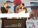 Raiffeisen Capital Management. Kunden-Roadshow Kaernten zum Thema Kapitalmaerkte: Wirklichkeit und Zukunft. Bild zeigt v.l. Geschaeftsfuehrer Mag. Gerhard Aigner (Raiffeisen Capital Management) und Wirtschaftsjournalist Florian Fischer-Fabian (Bayerischer Rundfunk). pressefotos, sportfoto, sportfotos, krnten, kaernten, pressefoto, oskar, hher, wolfgang, jannach, sport, wirtschaft, kultur, politik, innenpolitik, auenpolitik, lokal, chronik, fotos, fotografie, fotographie, canon, eos, 1d, mark IV, mark 4, fotopool, powerpixx, hherfoto, hoeherfoto, klagenfurt, villach, wolfsberg, spittal, feldkirchen, vlkermarkt, voelkermarkt, lienz, osttirol, hermagor, archiv, fotoarchiv, photo, photoarchiv, kleine, zeitung, kleinzeitung, ktz, krntner tages zeitung, krntner woche, krntner, woche, kronen zeitung, krone, kronen, zeitung, sportfotographie, sportfotografie, kurier, krntner monat, monatsmagazin, tageszeitung, wochenzeitung, gratiszeitung, fuball, fussball, eishockey, icehockey, tennis, basketball, handball, volleyball, beachvolleyball, schi, ski, ski alpin, ski nordisch, schi nordisch, nordisch, langlaufen, schispringen, skispringen, biathlon