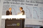 Raiffeisen Capital Management. Kunden-Roadshow Kaernten zum Thema Kapitalmaerkte: Wirklichkeit und Zukunft. Bild zeigt v.l. Geschaeftsfuehrer Mag. Gerhard Aigner (Raiffeisen Capital Management) und Wirtschaftsjournalist Florian Fischer-Fabian (Bayerischer Rundfunk). pressefotos, sportfoto, sportfotos, krnten, kaernten, pressefoto, oskar, hher, wolfgang, jannach, sport, wirtschaft, kultur, politik, innenpolitik, auenpolitik, lokal, chronik, fotos, fotografie, fotographie, canon, eos, 1d, mark IV, mark 4, fotopool, powerpixx, hherfoto, hoeherfoto, klagenfurt, villach, wolfsberg, spittal, feldkirchen, vlkermarkt, voelkermarkt, lienz, osttirol, hermagor, archiv, fotoarchiv, photo, photoarchiv, kleine, zeitung, kleinzeitung, ktz, krntner tages zeitung, krntner woche, krntner, woche, kronen zeitung, krone, kronen, zeitung, sportfotographie, sportfotografie, kurier, krntner monat, monatsmagazin, tageszeitung, wochenzeitung, gratiszeitung, fuball, fussball, eishockey, icehockey, tennis, basketball, handball, volleyball, beachvolleyball, schi, ski, ski alpin, ski nordisch, schi nordisch, nordisch, langlaufen, schispringen, skispringen, biathlon